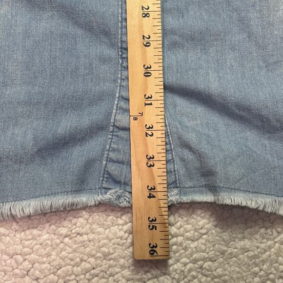 7 For All Mankind Shirt Dress Womens Medium Blue Denim Faded Washed Button Up - Picture 3 of 10